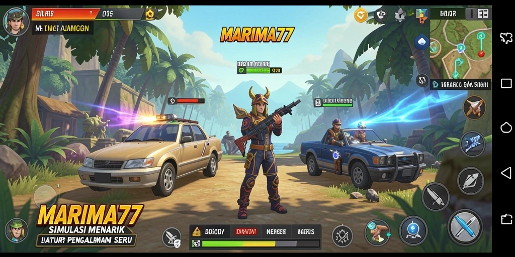 Screenshot menampilkan gameplay seru dan interaksi dalam MARIMA77.