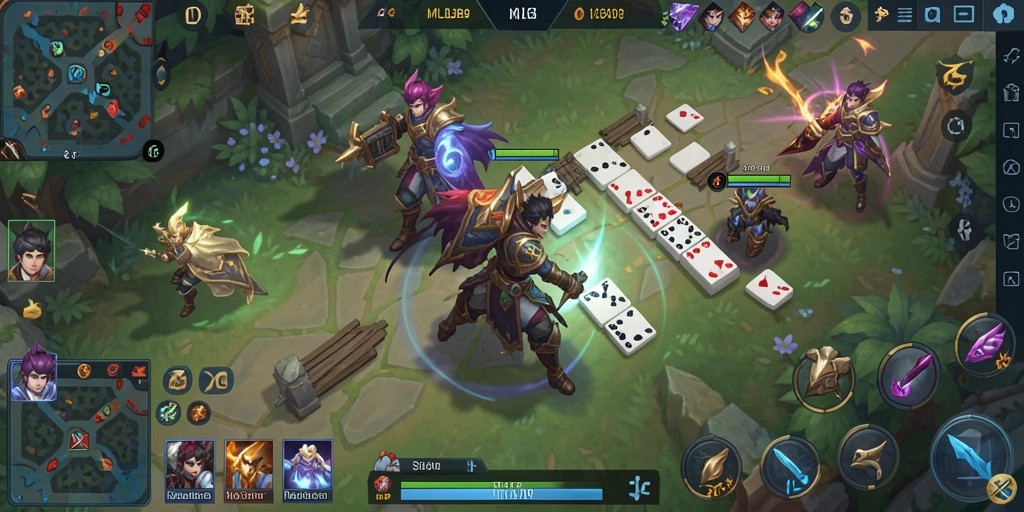 Tampilan gameplay MLBB8 dengan kartu domino yang menyenangkan.